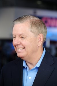 Lindsey Graham prepares for the CNN Republican Presidential Debate in Simi Valley, California on September 16, 2015.