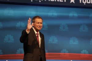 John Kasich participates in CNBC's "Your Money, Your Vote: The Republican Presidential Debate" live from the University of Colorado Boulder in Boulder, Colorado Wednesday, October 28th