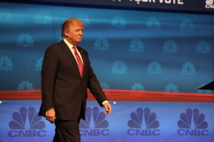 Donald Trump participates in CNBC's "Your Money, Your Vote: The Republican Presidential Debate" live from the University of Colorado Boulder in Boulder, Colorado Wednesday, October 28th