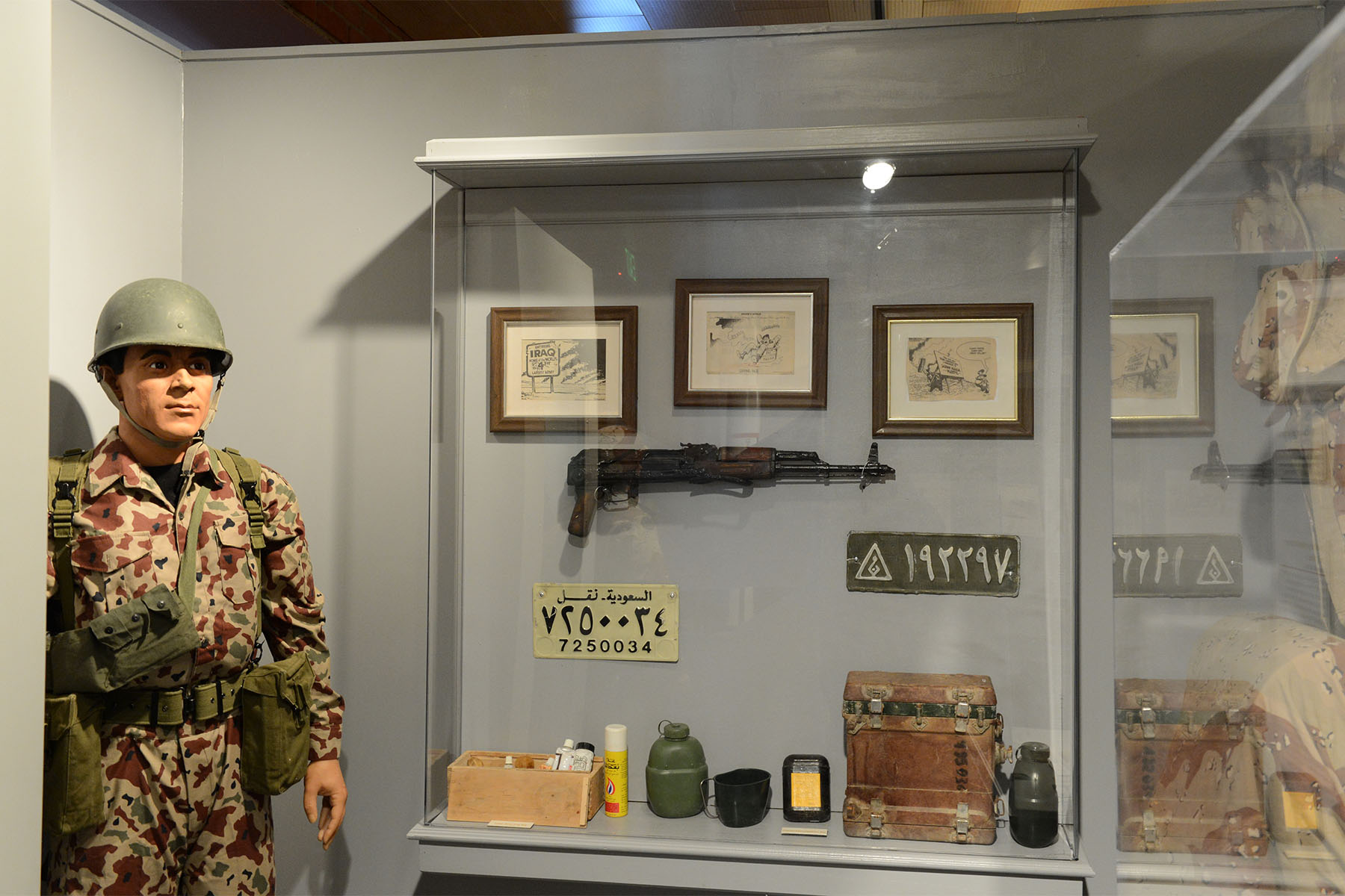 Iraqi weapons and other items captured by the Louisiana National Guard’s 159 Mobile Army Surgical Hospital are displayed in the LANG Museum at Jackson Barracks in New Orleans as part of an upcoming exhibit, “Boots in the Sand - The Louisiana National Guard's Role in the Liberation of Kuwait, 1990-91,” which will open February 29, 2016. (U.S. Air National Guard photo by Master Sgt. Toby Valadie)