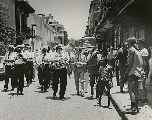 Allan Jaffe on tuba with the Olympia Brass Band/ The Jules Cahn Collection at the Historic New Orleans Collection