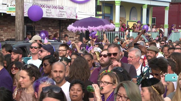 New Orleans said goodbye to Prince with a second line at Ooh Poo Pah Doo Bar Monday. (WGNO) 