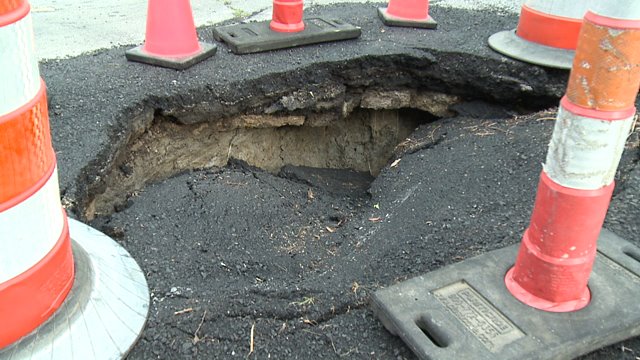 Another large chunk of roadway opened up in New Orleans today - the third one in less than a week. 