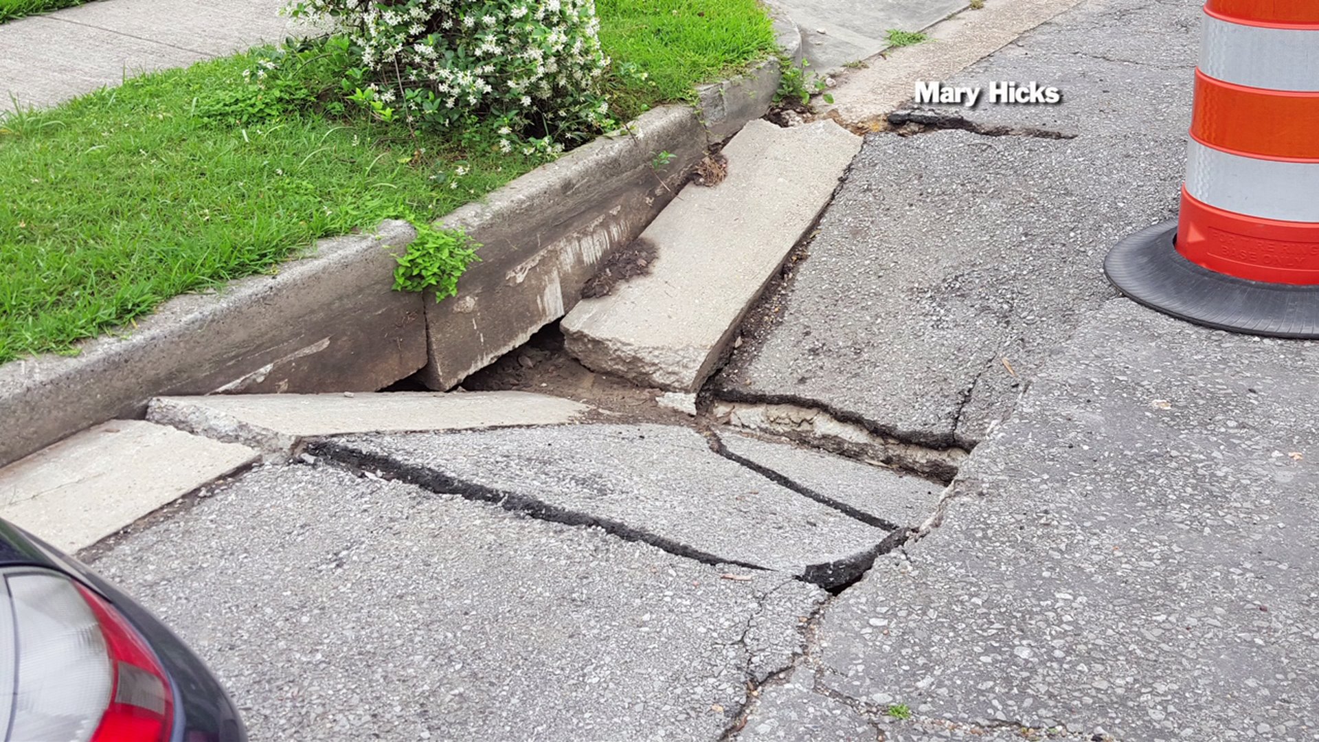 Viewers alerted WGNO to this sinkhole on Toulouse Street. 