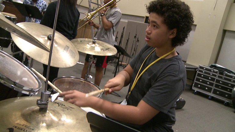 Daniel Peterson at the Louis "Satchmo" Armstrong Summer Jazz Camp (WGNO-TV)