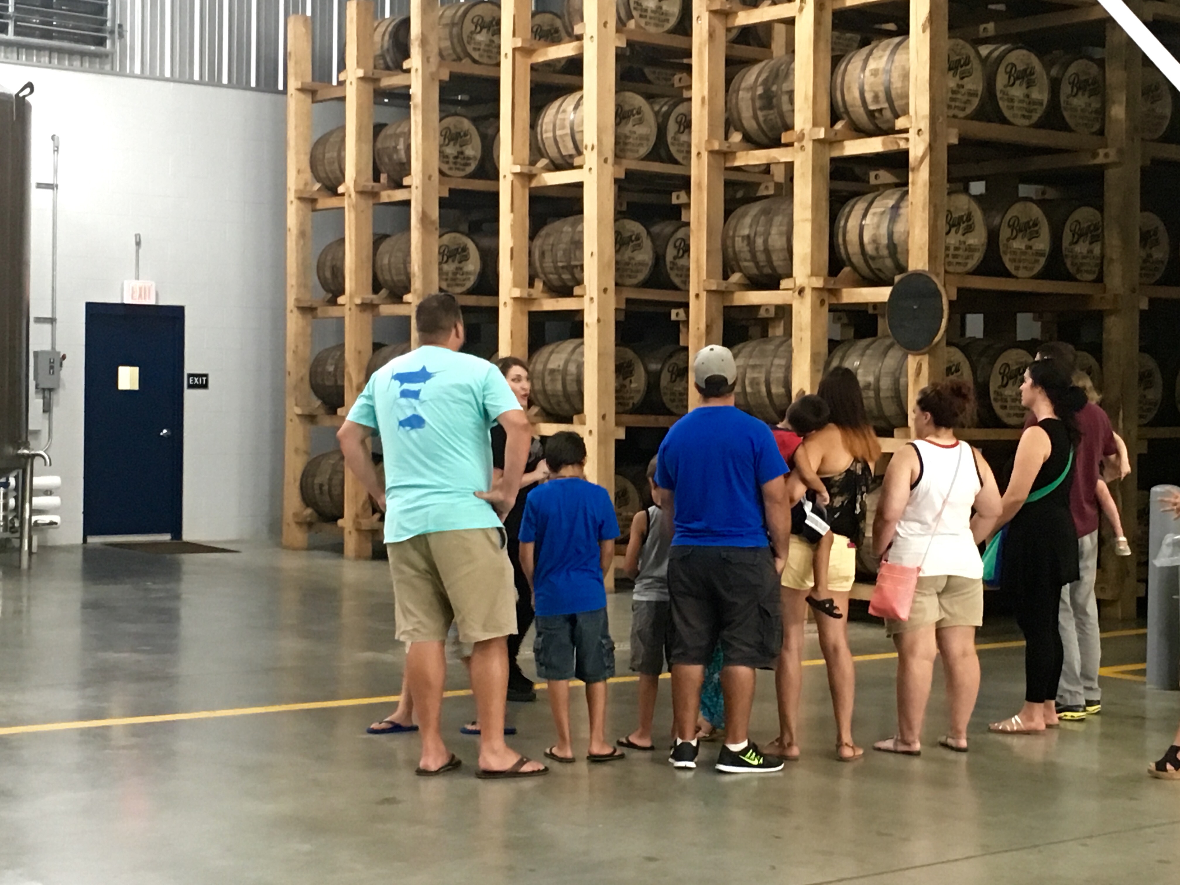 A tour group at the home of Bayou Rum.