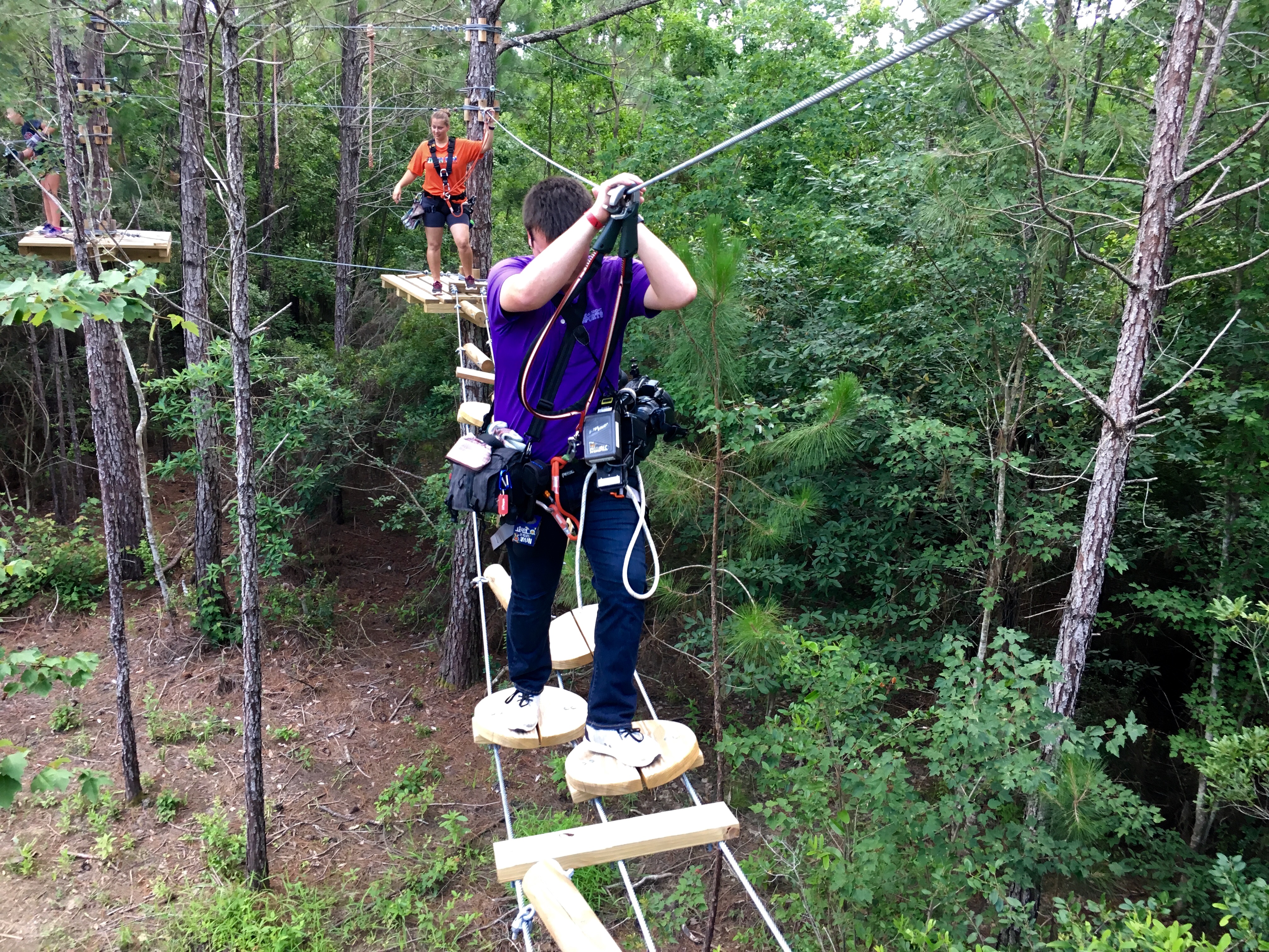 News with a Twist photographer Derek Felton on the Zip'N Fun Course.