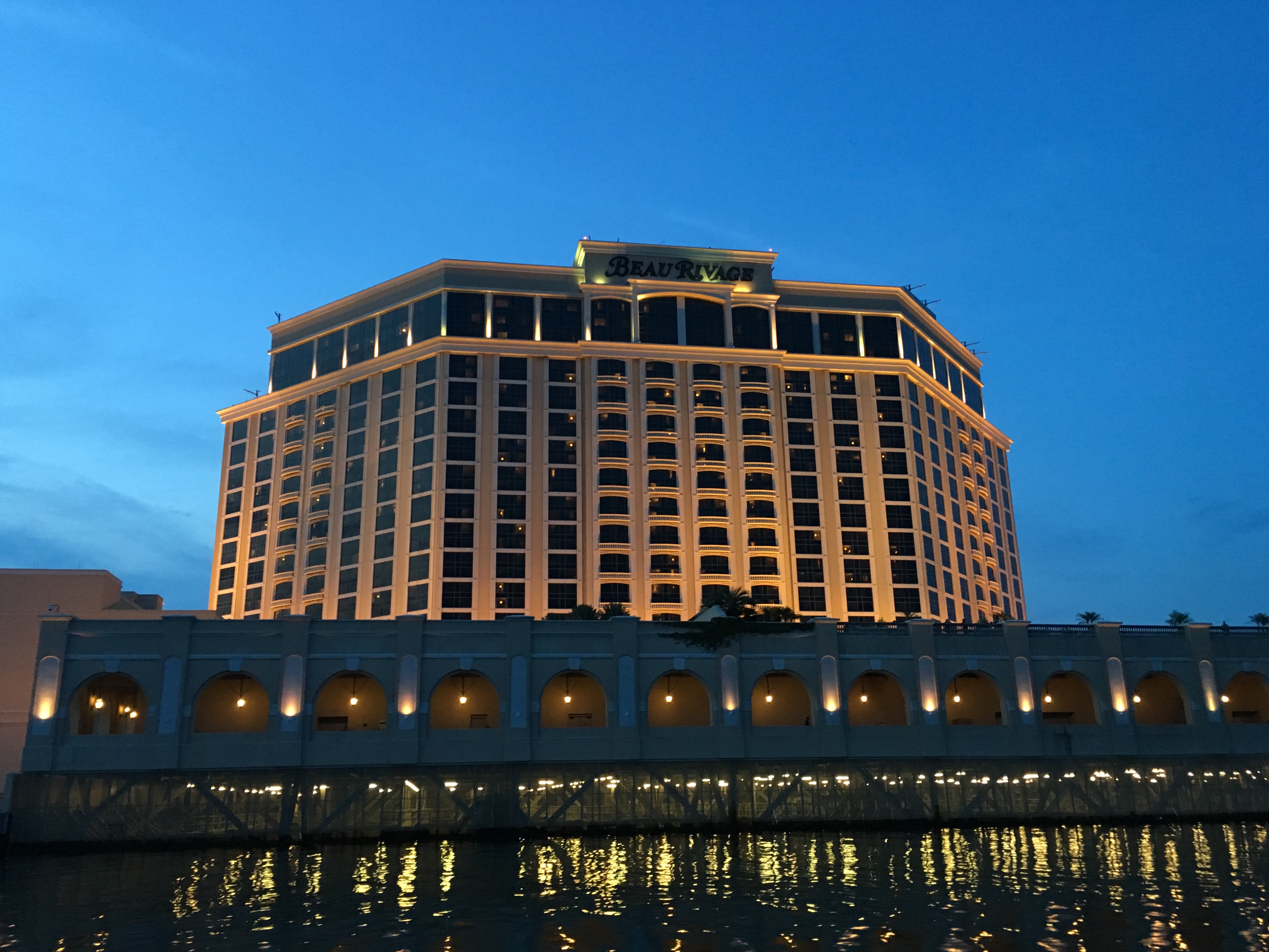 The Beau Rivage, as seen from the water.