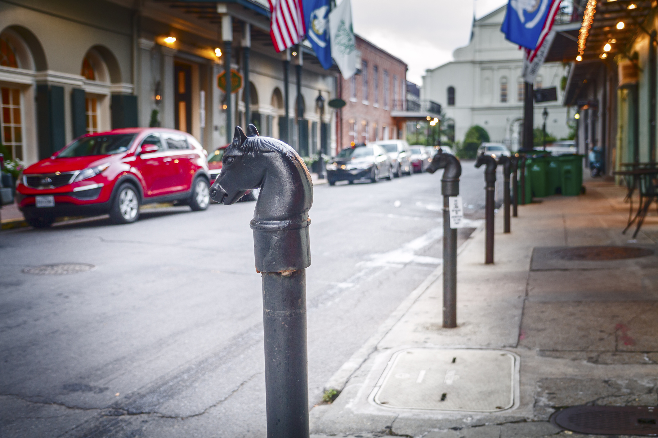 Iron horse hitching post found in the French Quarter.