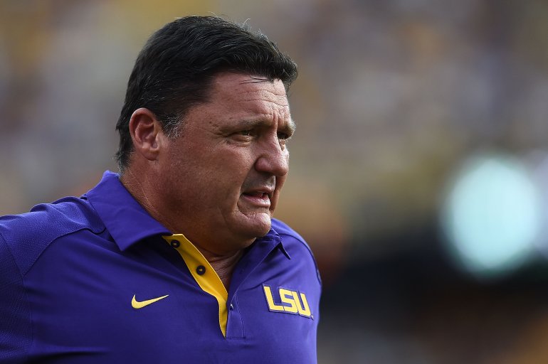 BATON ROUGE, LA - SEPTEMBER 05: Defensive line coach Ed Orgeron of the LSU Tigers watches action prior to a game against the McNeese State Cowboys at Tiger Stadium on September 5, 2015 in Baton Rouge, Louisiana. (Photo by Stacy Revere/Getty Images)