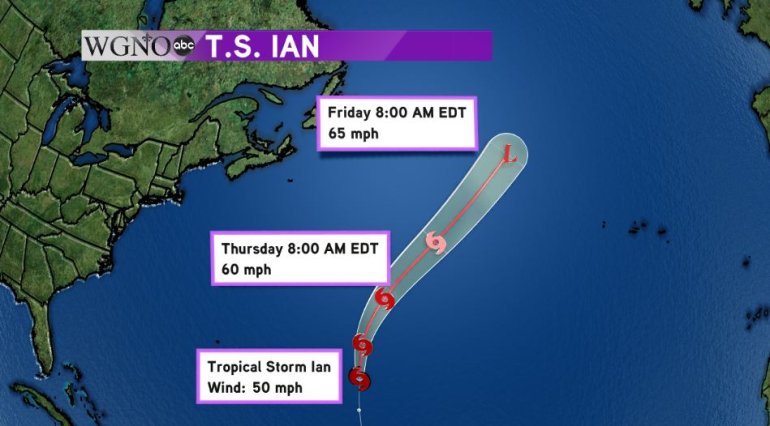 Tropical Storm Ian Track 9-14-16