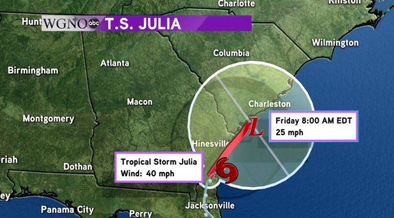 Tropical Storm Julia Track 9-14-16