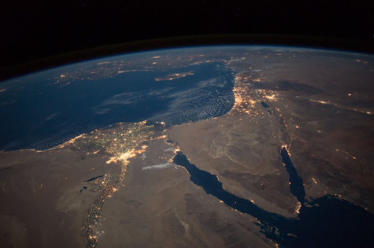 Sinai Peninsula, Nile River and Israel from the ISS Courtesy: NASA.gov