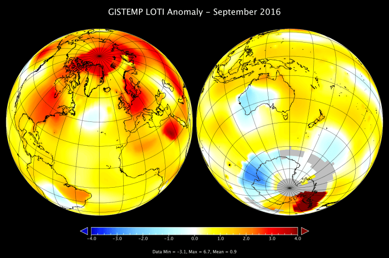 September 2016 Global Temperature Anomalies