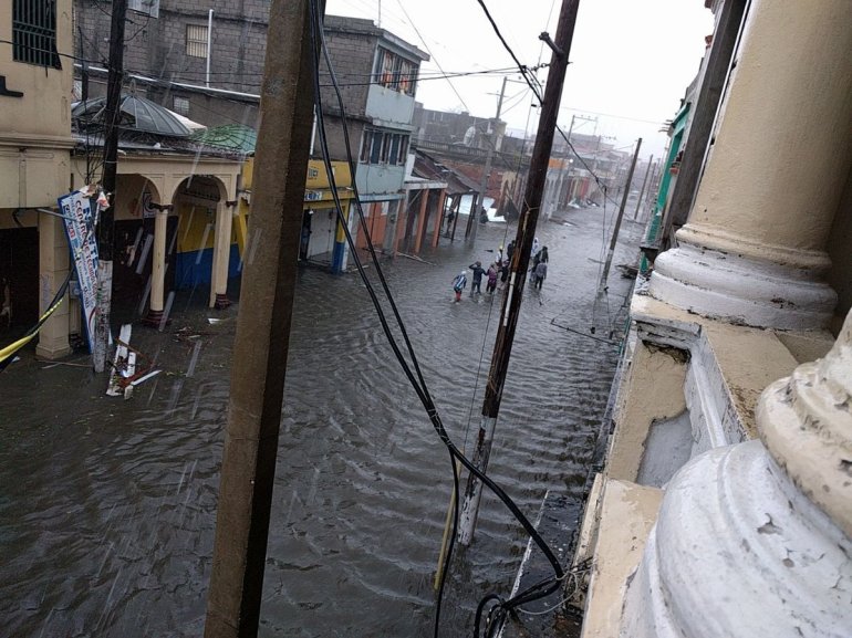 Flooding has begun in Les Cayes, Haiti after Hurricane Matthew touched down early Tuesday October 4, 2016 morning.