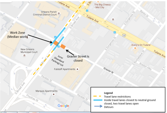 Detour map courtesy city of New Orleans