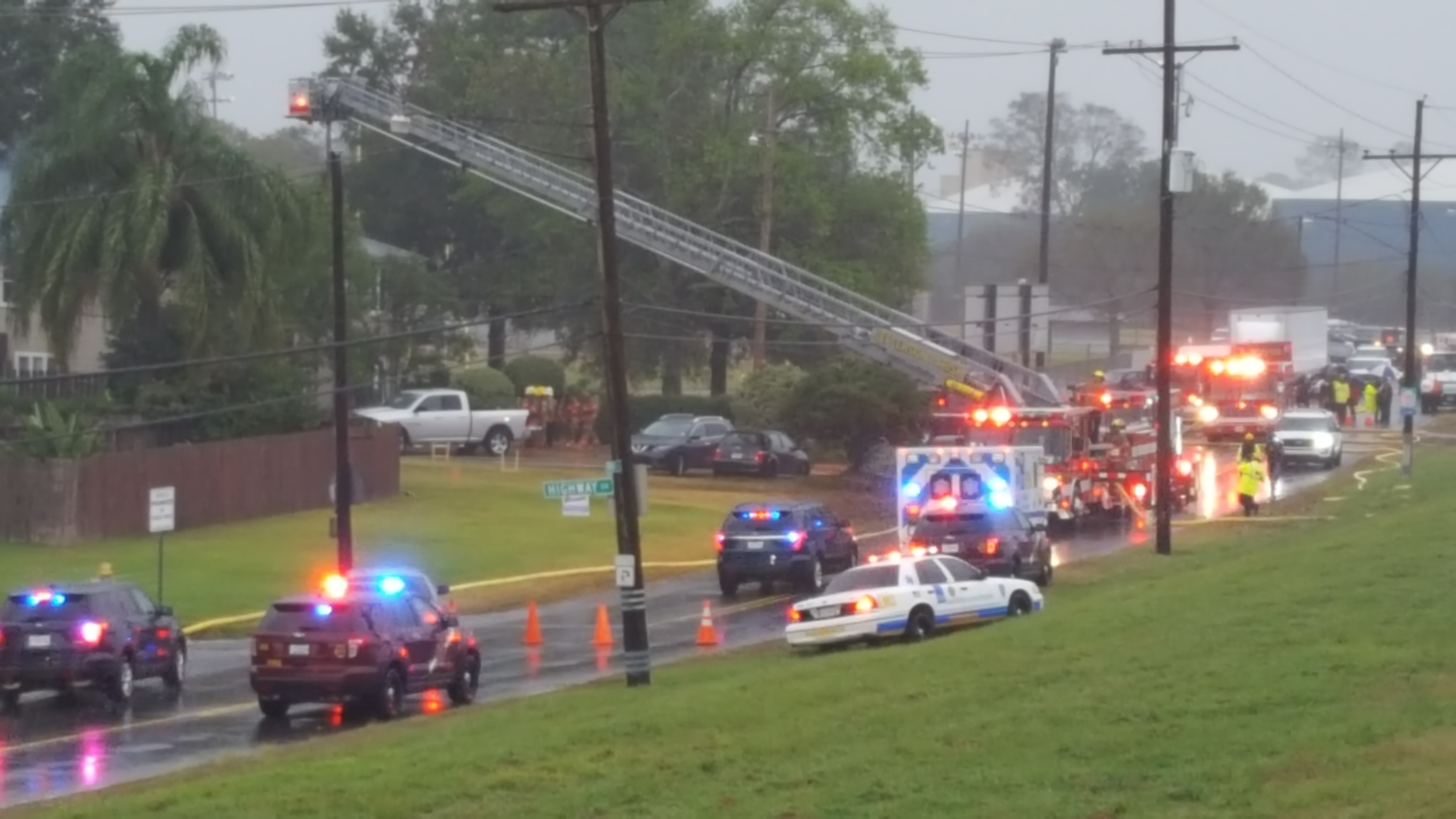 Scene from the homicide and fire on River Road
