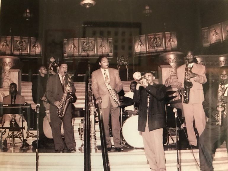 Saxophonist Charlie Gabriel on stage with Wynton Marsalis (Charlie Gabriel)