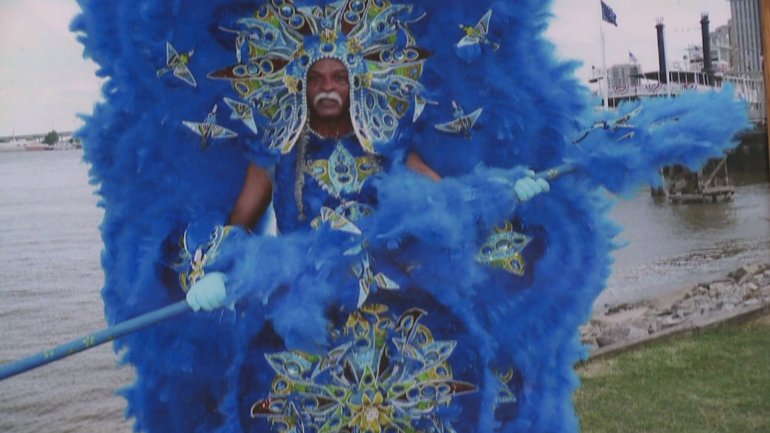 Washitaw Nation Mardi Gras Indian Chief David Montana (WGNO-TV)