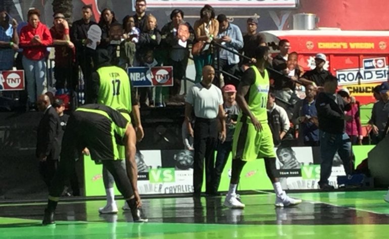 Amateur players coached by Shaq take the court in Champions Square