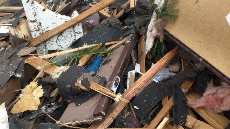Tornado damage on Schindler Street in New Orleans East.