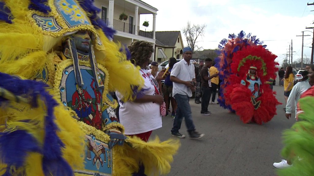 Member of the Black Hatchet Mardi Gras Indian tribe(WGNO-TV February 28, 2017)