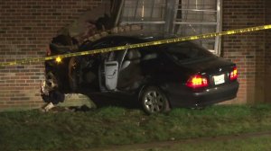 A BMW driven by Brandon Perry crashed into an apartment