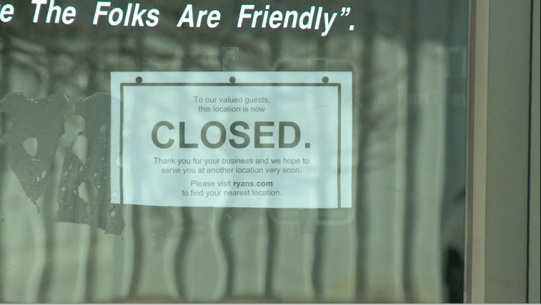 Sign on the front door of Ryan's on University Drive in Huntsville, Alabama (WHNT News 19)