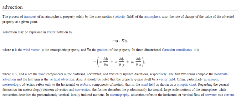 Equation for advection. Source: American Meteorological Society