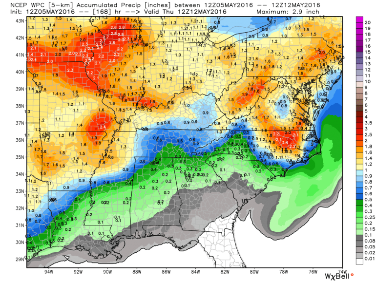 WPC rainfall guidance through next week (wxbell)