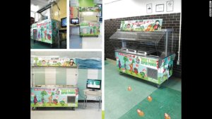 Banners with superhero vegetables were featured on salad bars in schools. (Photo courtesy of Andrew Hanks)