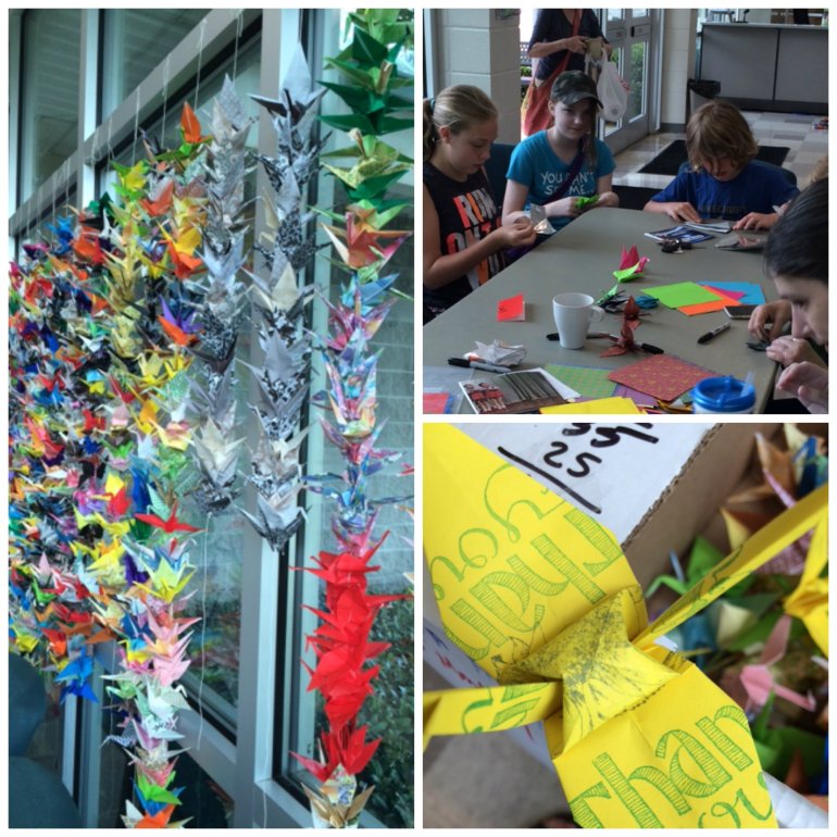 The finished product of 1,000 cranes