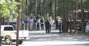 Northport Police and other agencies work the scene of a plane crash, Sunday, Aug. 14, 2016, near the Tuscaloosa airport in Northport, Ala. Vasha Hunt/vhunt@al.com