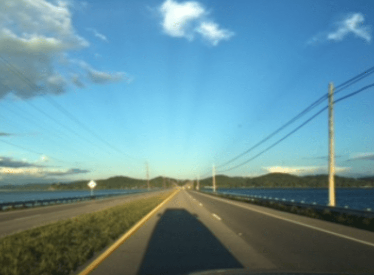 Shadows across a tropical sky in Guntersville, Alabama