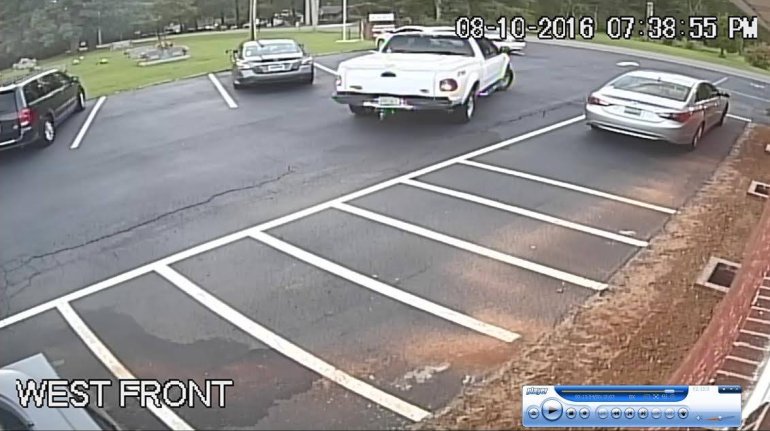 The truck was stolen from Jacksonburg Church of Christ in Florence on Wednesday evening. (Surveillance photo)