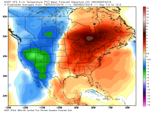 CFSv2 temperature anomaly October 3 to October 8