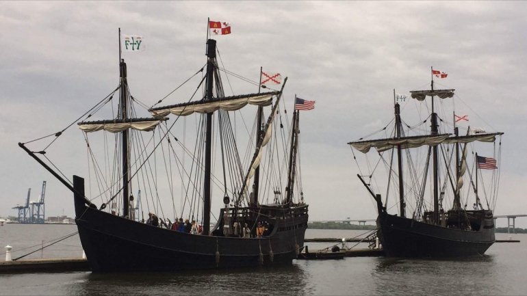 The Nina and Pinta Columbus replica ships will be docked at Ditto Landing from September 28 to October 10, 2016.