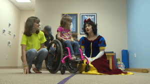 7-year-old Kiersten and her mother talk to Snow White