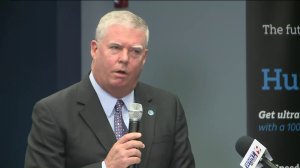 Fred McCallum, President of AT&T Alabama, announces new AT&T Fiber service for eligible customers in Huntsville and Madison on Oct. 11, 2016. (Photo: Shane Hays/WHNT News 19)