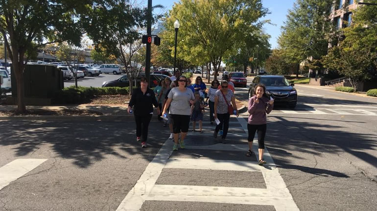 A small but enthusiastic group joined the Healthy Huntsville walk around downtown Huntsville on Thursday, Oct. 27. (Photo: Denise Vickers/WHNT News 19)