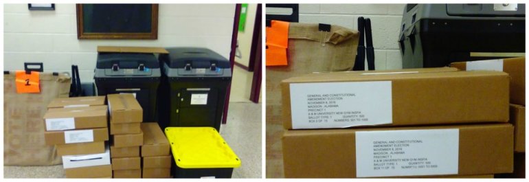 A concerned voter sent us these pictures of ballot boxes left unattended at Elmore Gym at Alabama A&M University on Nov. 7.