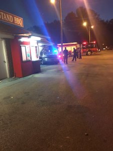 Outside view of the car that was driven into the Pig Stand restaurant in Hartselle. Courtesy: Lexie Claire
