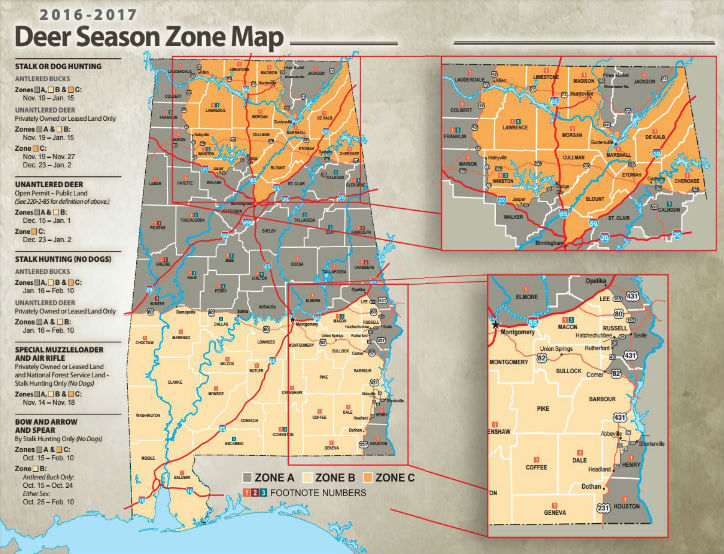 Deer Regulations map (map courtesy: http://www.eregulations.com