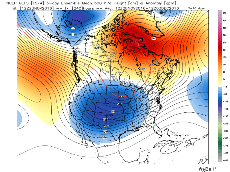 GEFS 500 mb anomaly Nov. 28 to Dec. 3