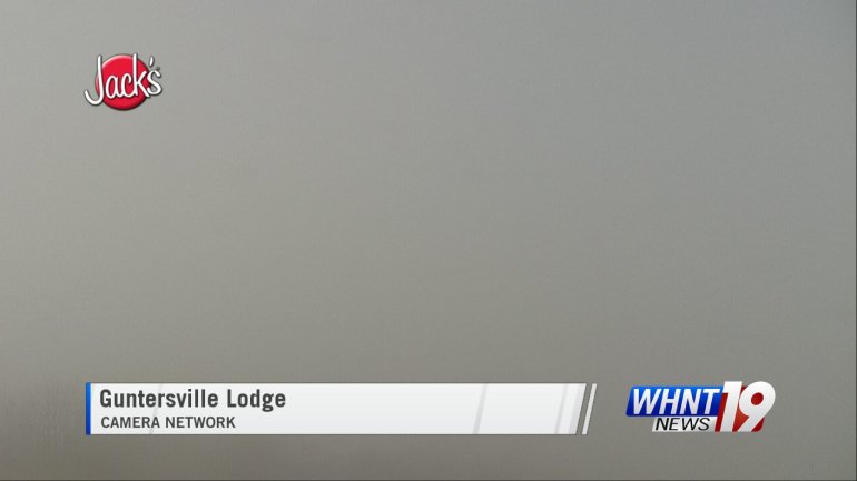 View of dense fog over Lake Guntersville at 11 a.m. Wednesday (Image: WHNT News 19)