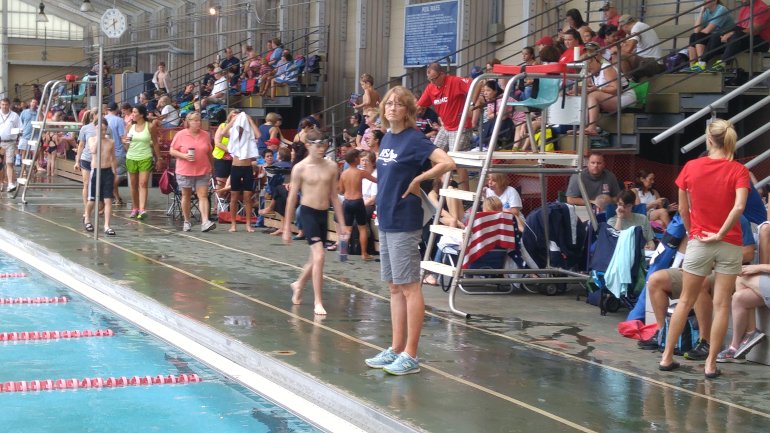 Jan Bunch, on the pool deck at the Brahan Spring Park Natatorium