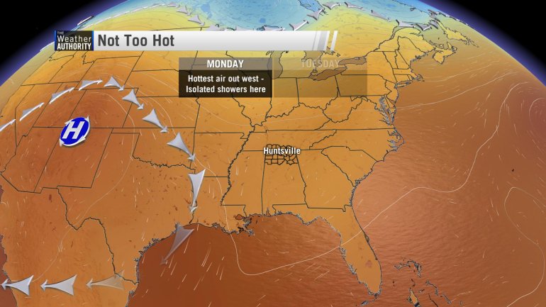Ridge too far west for very hot air for Tennessee Valley