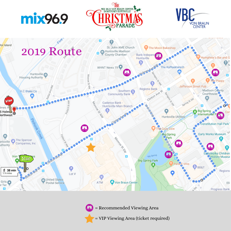 Huntsville’s Christmas parade route is changing slightly this year