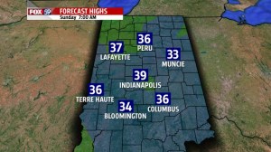 RPM model forecast temperatures 7 AM Sunday