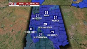 Forecast wind chill 10 PM Friday